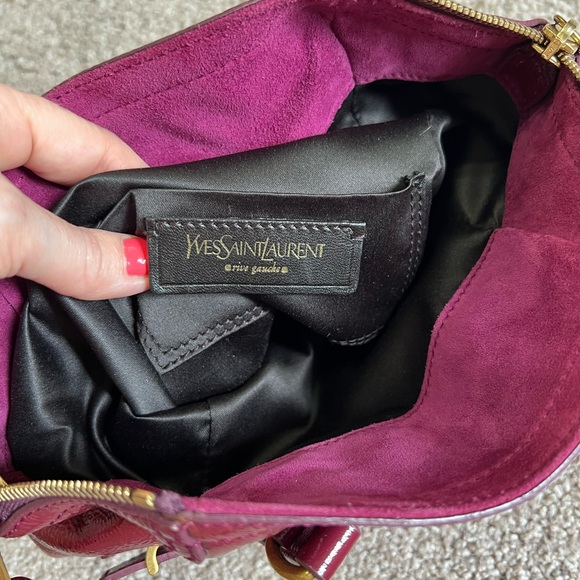 YSL Mini Downtown tote Wine Maroon Red Patent leather Designer Saint Laurent - Picture 7 of 8